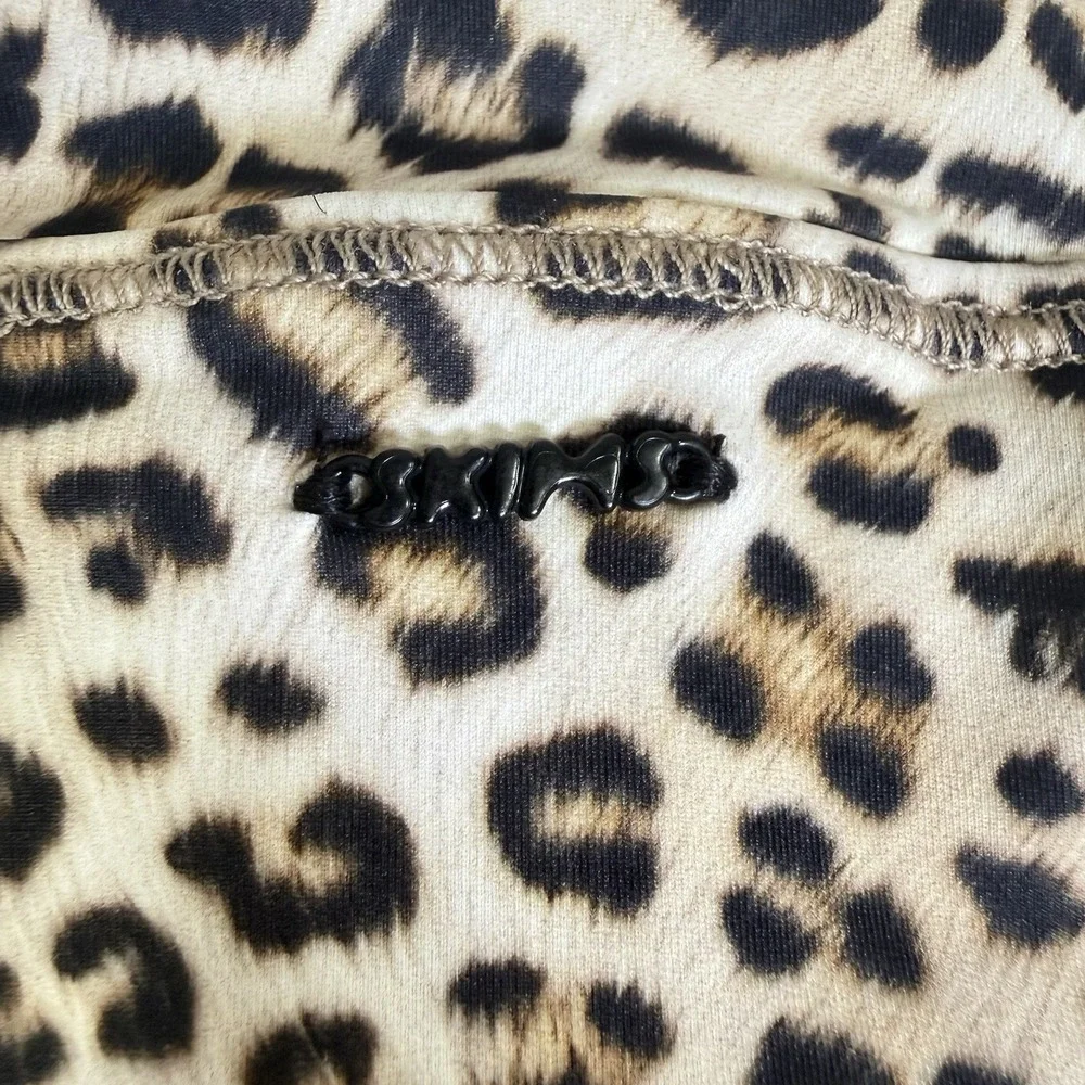 NWT SKIMS Signature Swim Zip Front Sleeveless 1 Piece Champagne Leopard Print M